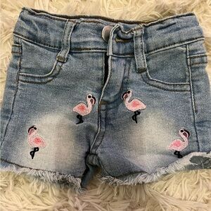 Flamingo embroidered baby shorts